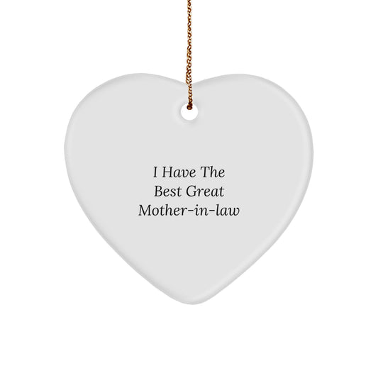 Funny Mom-in-law Gifts for Christmas, Heart Ornament with 'I Have The Best Great Mom-in-law' Quote, Gifts from Family - Image 1