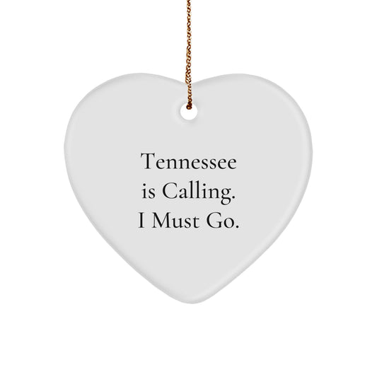 Tennessee Gifts from Friends Unique Heart Ornament with Funny Quote - Gifts for Men Women Family - White Heart Shaped Christmas Decoration - Image 1