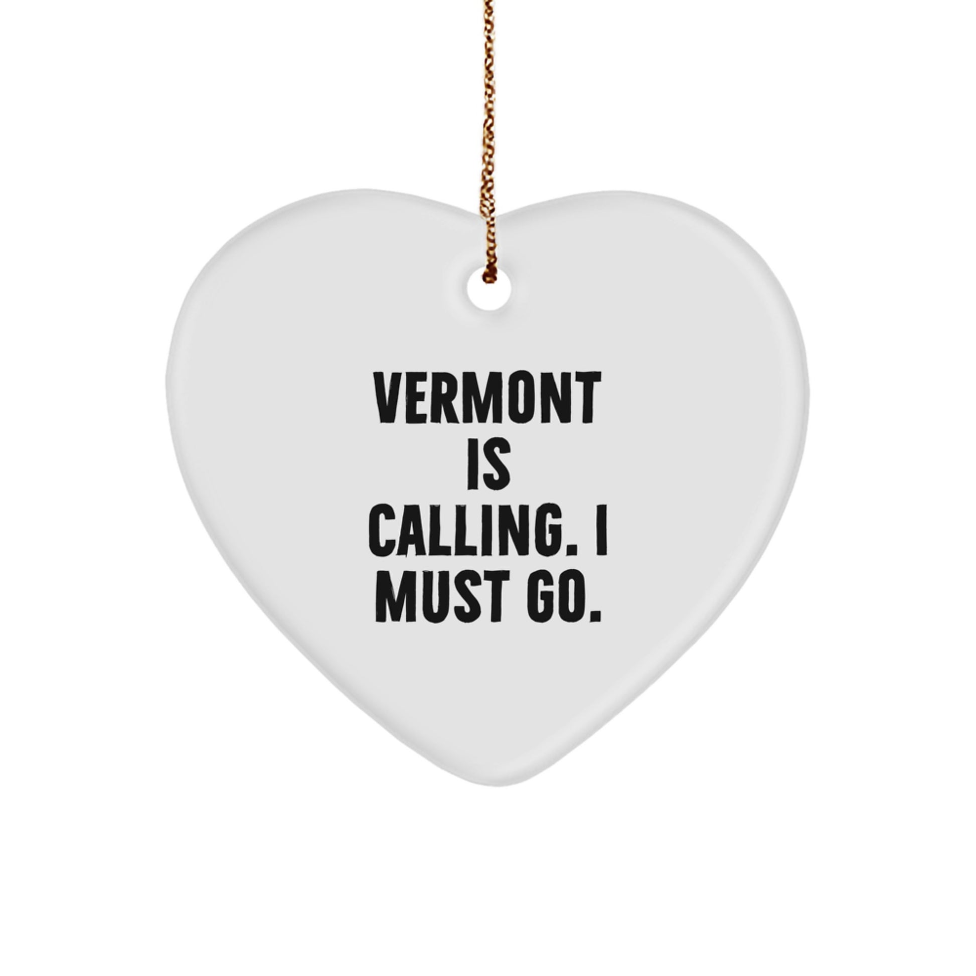 Funny Vermont Heart Ornament Gifts from Friends and Family for Christmas Unique - Image 1