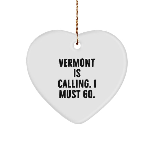 Funny Vermont Heart Ornament Gifts from Friends and Family for Christmas Unique - Image 1