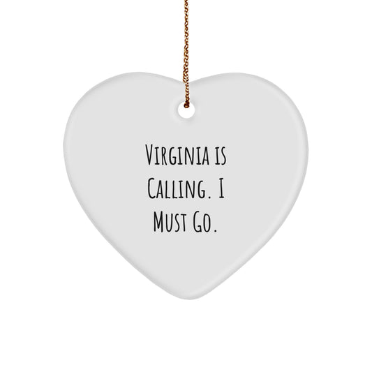 Virginia Heart Ornament, Funny Quote Gift from Friends to Virginia, Christmas Unique Gifts, Heart Shaped - Image 1
