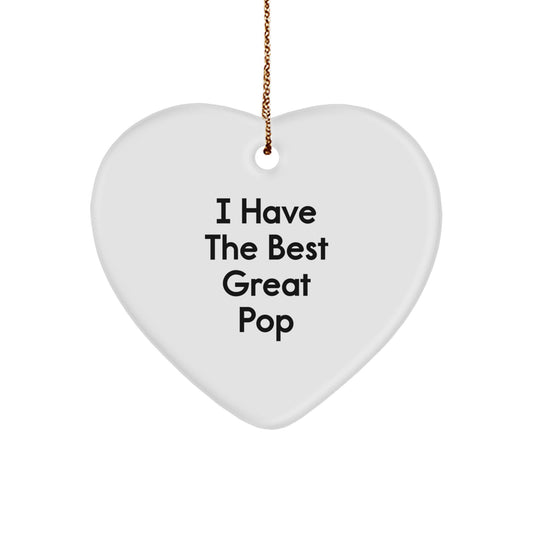 Funny Pop Heart Ornament Gifts from Friends for Christmas, Great Pop Decorations, 'I Have The Best Great Pop' Heart Shaped, Unique Pop Christmas Unique Gifts - Image 1