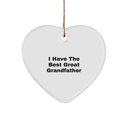 Funny Grandfather Gifts, Heart Ornament 'I Have The Best Great Grandfather', Christmas Unique Gifts from Grandpa to Grandson - Image 1