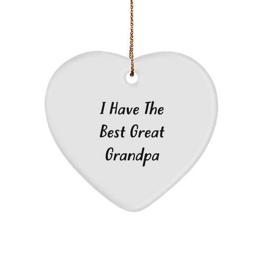 Grandpa Gifts from Family - Funny Heart Ornament for Great Grandpa at Christmas - I Have The Best Great Grandpa - Image 1