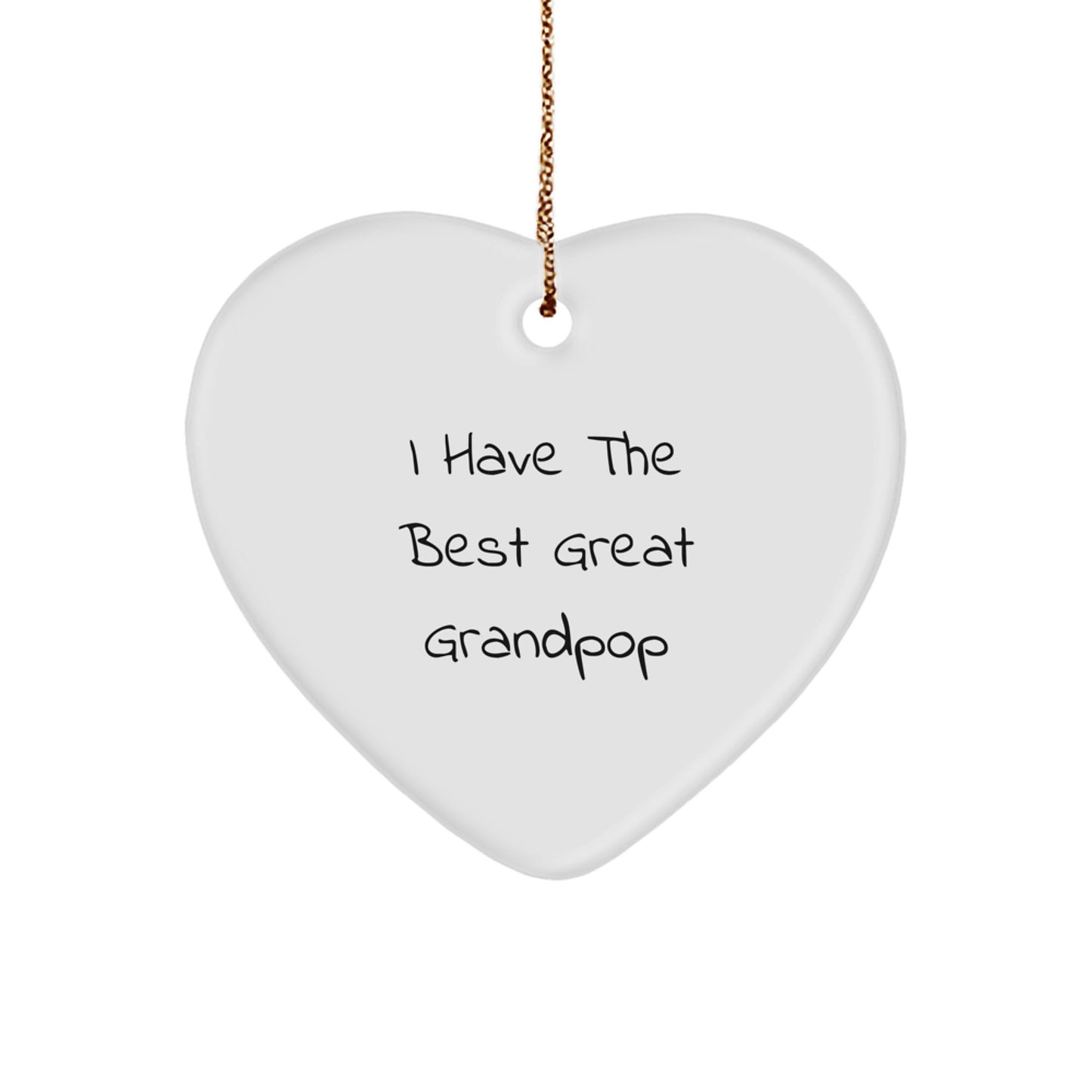 Funny Grandpop Gifts, Heart Ornament with 'I Have The Best Great Grandpop' Quote, Christmas Unique Gifts from Family to Grandpop - Image 1