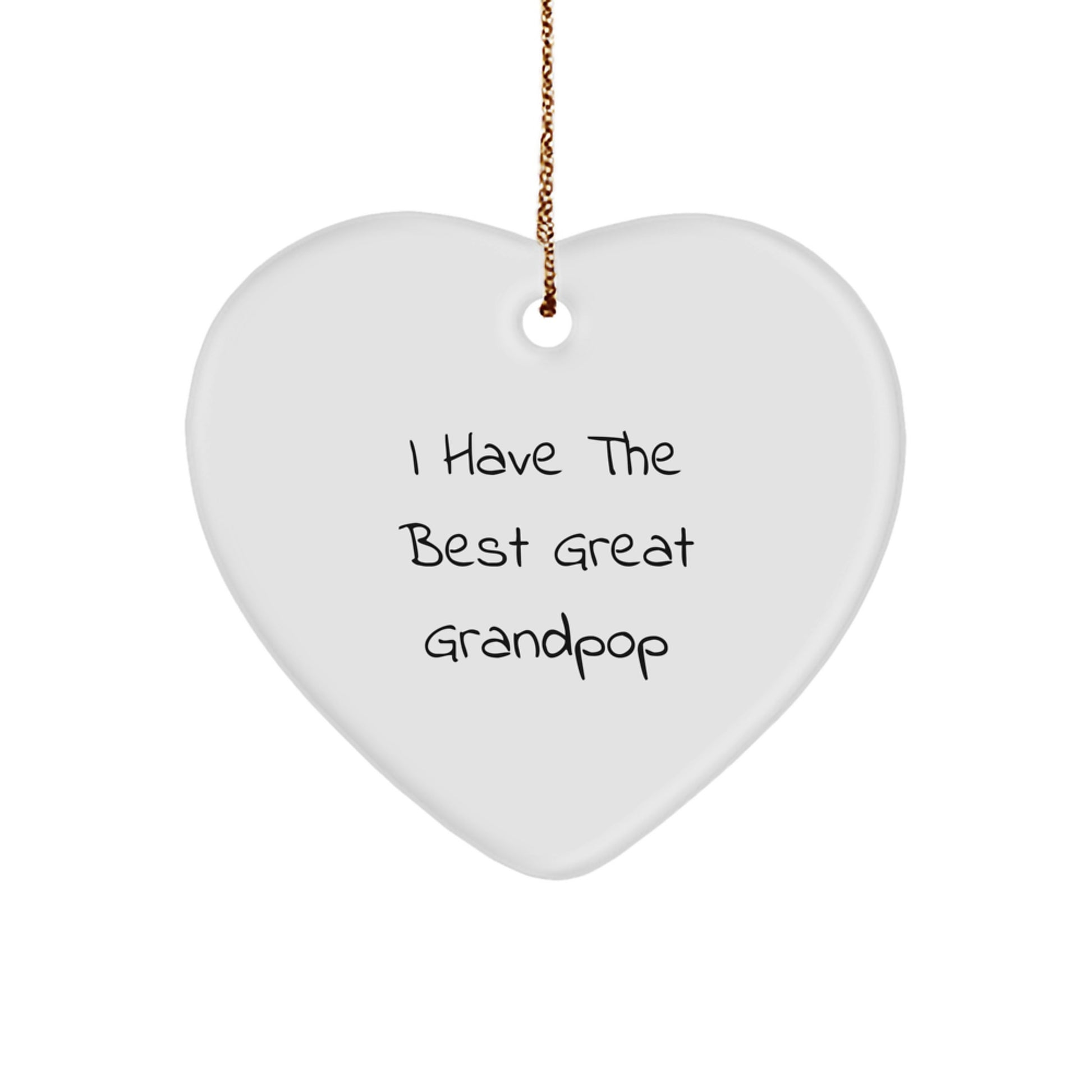 Funny Grandpop Gifts, Heart Ornament with 'I Have The Best Great Grandpop' Quote, Christmas Unique Gifts from Family to Grandpop - Image 1