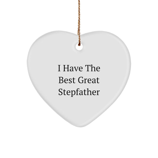 Funny Stepfather Heart Ornament Gifts from Men to Stepfather, Great Stepfather Quote Christmas Unique Gifts, Heart Shaped Decorative Ornaments - Image 1