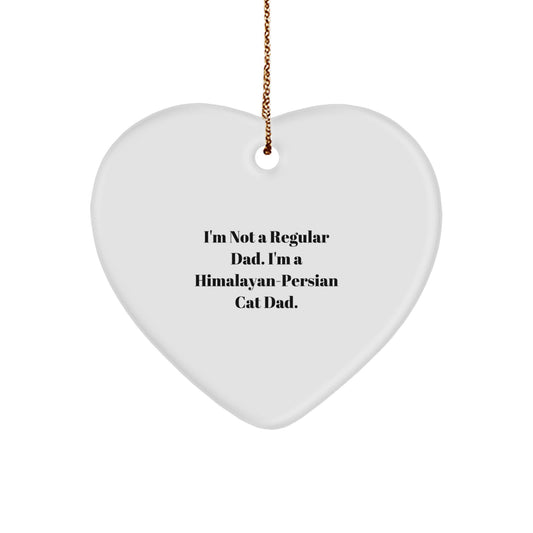 Funny Himalayan-Persian Cat Dad Gifts for Him, Christmas Unique Ornaments for Home Decor, Himalayan-Persian Cat Heart Ornament with Gold Cord - Image 1