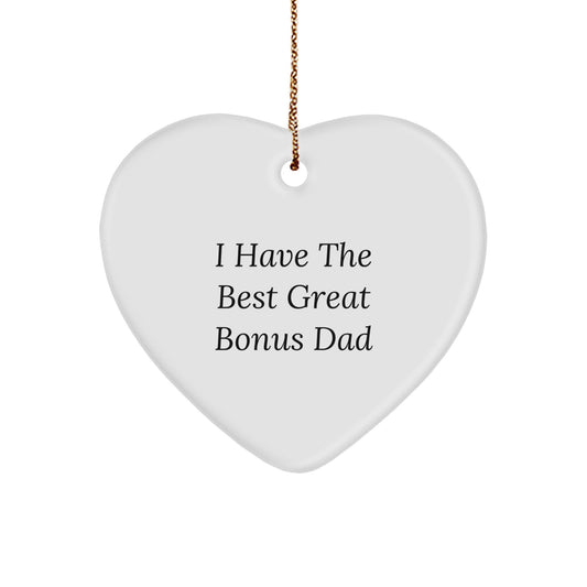 Funny Bonus Dad Gifts for Him, Heart Ornament with 'I Have The Best Great Bonus Dad' Quote, Christmas Unique Gifts from Family, Friends, or Coworkers - Image 1