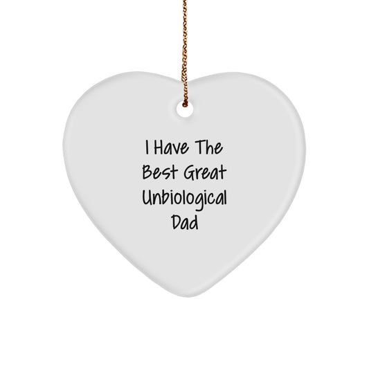 Funny Heart Ornament for Unbiological Dad, Gifts from Men to Unbiological Dad, Christmas Unique Gifts, Heart Shaped Ornaments for Unbiological Dad - Image 1