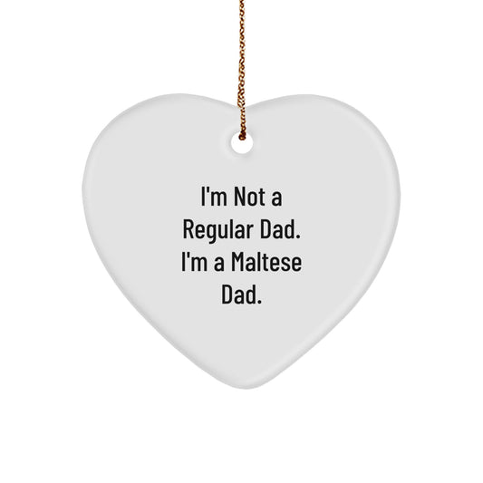 Funny Maltese Dog Heart Ornament Gifts for Dad from Men, Christmas Unique Decorations - Image 1
