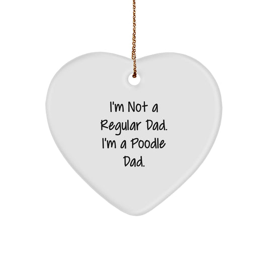 Poodle Dog Dad Gifts for Men - Funny Heart Ornament, Christmas Unique Presents from Dad to Poodle Lover - Image 1