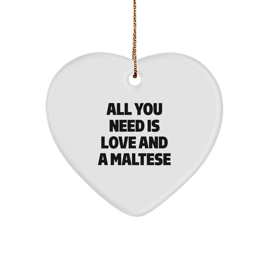 Funny Maltese Dog Heart Ornament Gifts from Friends for Christmas Unique Decorations - Image 1