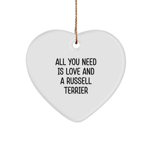 Funny Russell Terrier Dog Gifts for Men, Russell Terrier Dog Heart Ornament, Gifts from Friends, Christmas Unique Gifts - Image 1