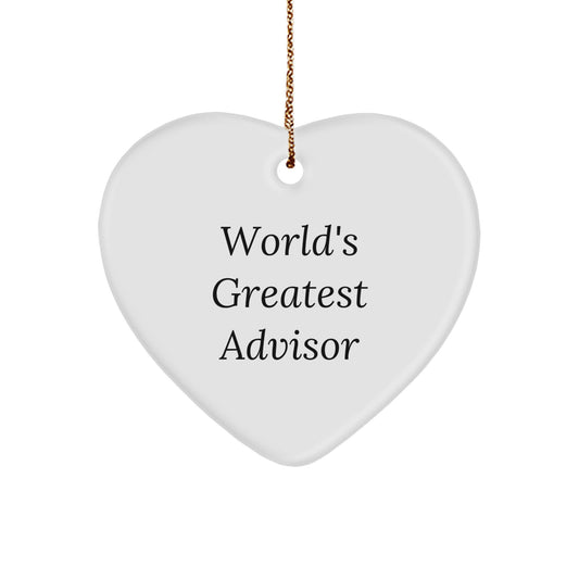 Funny 'World's Greatest Advisor' Heart Ornament, Gifts from Family to Advisor, Christmas Unique Gifts, Heart Shaped Advisor Ornament, Advisor Gifts for Men, Women, Friends, Coworkers, Family - Image 1