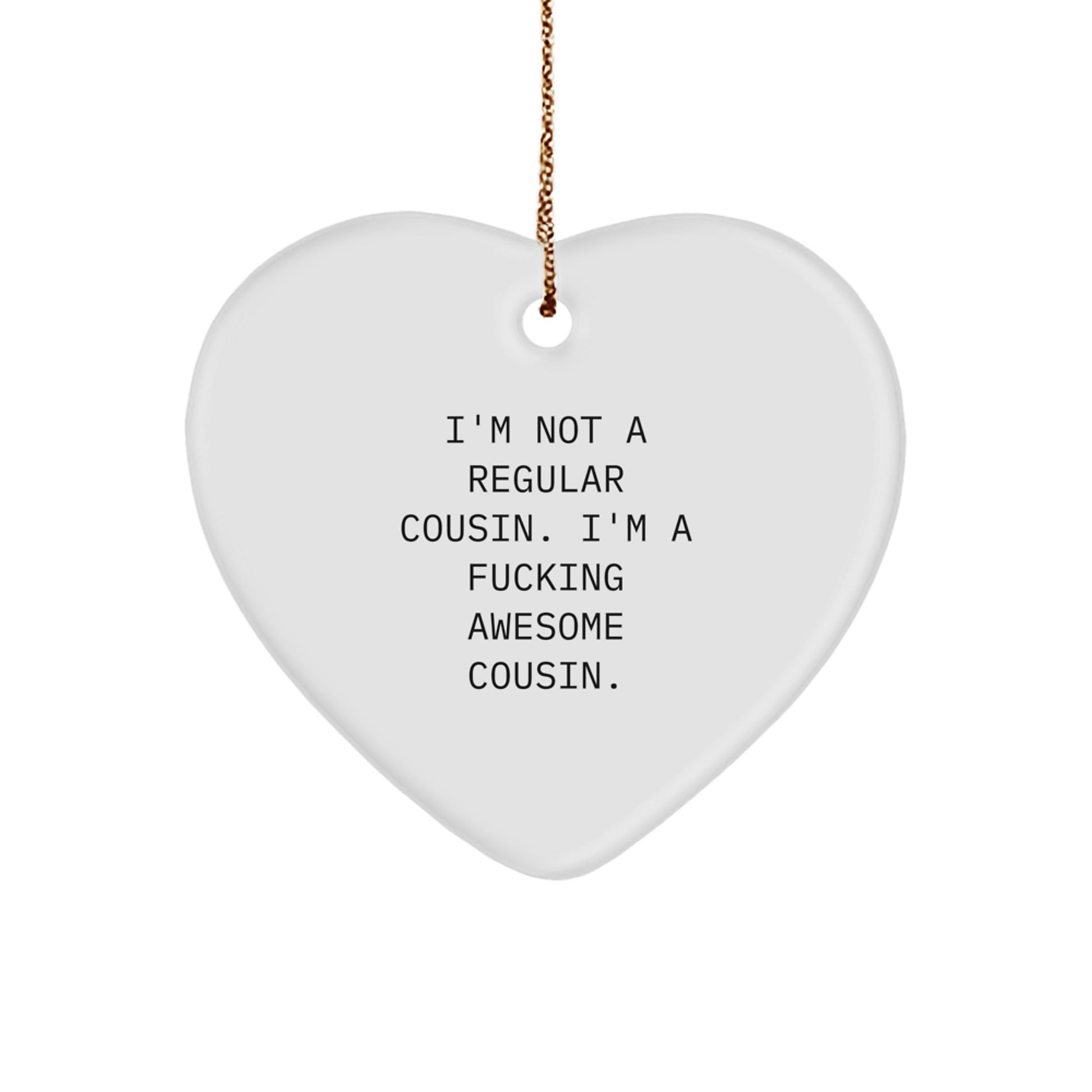 Funny Cousin Heart Ornament, Gifts for Awesome Cousins, Christmas Unique Gifts from Family - Image 1