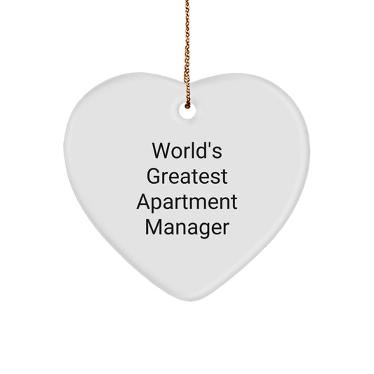 Funny World's Greatest Apartment Manager Heart Ornament Gifts from Men, Funny Gifts for Apartment Managers, Christmas Unique Gifts - Image 1