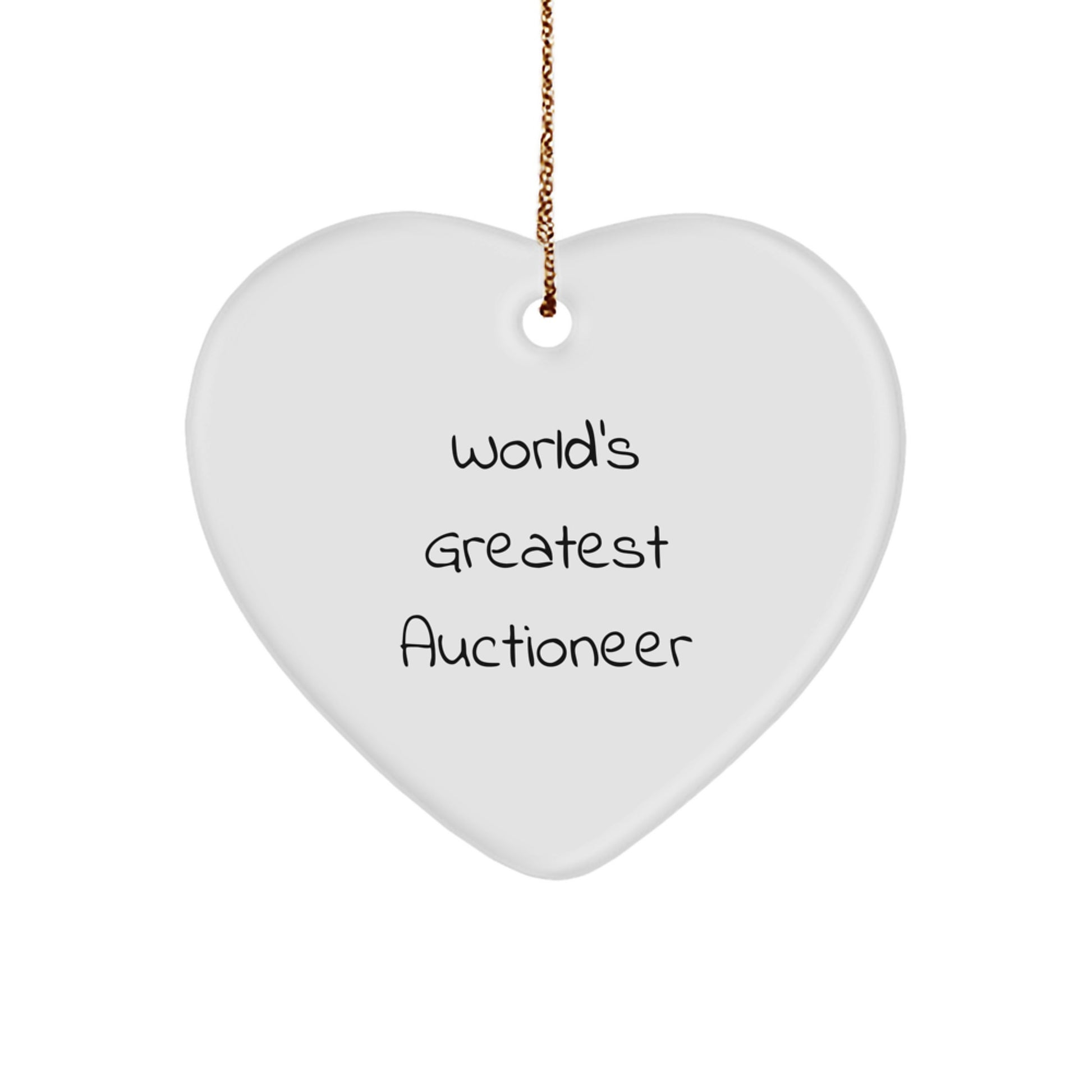 Funny Heart Ornament Gifts from Men to World's Greatest Auctioneer Friends, Funny Auctioneer Christmas Unique Gifts for Men, Funny Heart Shaped Ornament - Image 1