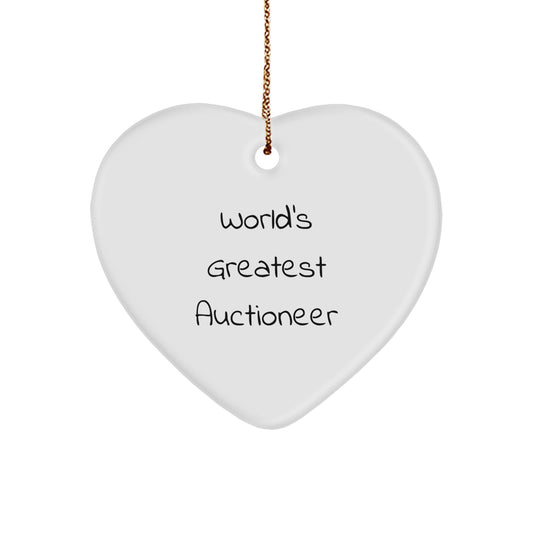 Funny Heart Ornament Gifts from Men to World's Greatest Auctioneer Friends, Funny Auctioneer Christmas Unique Gifts for Men, Funny Heart Shaped Ornament - Image 1