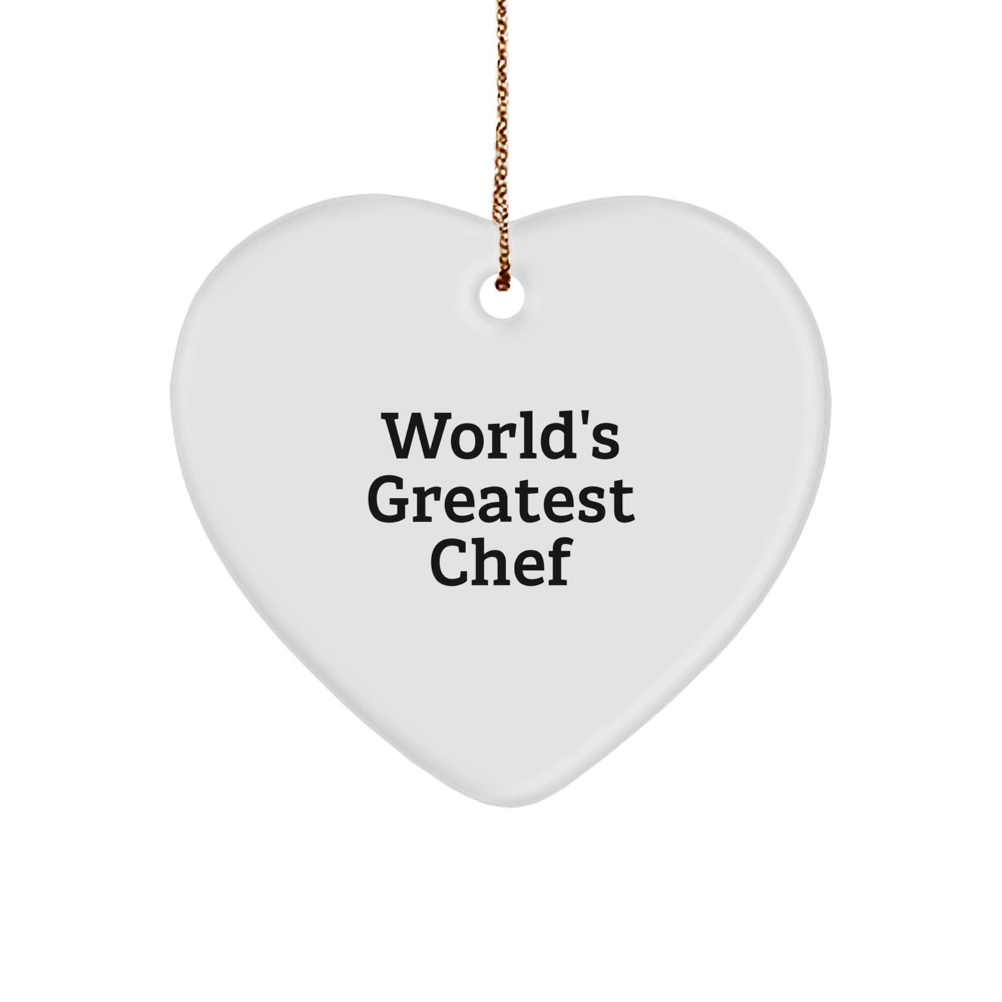 Funny Chef Gifts from Family - Heart Ornament 'World's Greatest Chef' for Men, Women, Friends, or Coworkers, Unique Christmas Unique Gifts for Chef Friends, Family, and Colleagues - Image 1