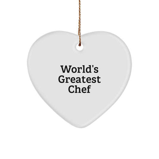 Funny Chef Gifts from Family - Heart Ornament 'World's Greatest Chef' for Men, Women, Friends, or Coworkers, Unique Christmas Unique Gifts for Chef Friends, Family, and Colleagues - Image 1