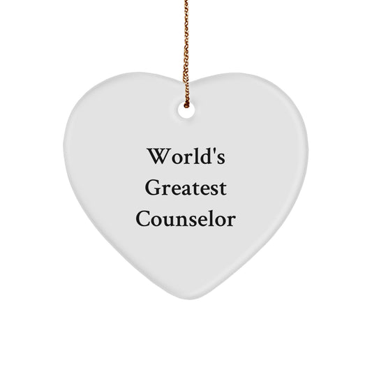 Funny Counselor Gifts from Men to Friends, World's Greatest Counselor Christmas Unique Gifts for Counselors, Heart Ornament Decoration - Image 1