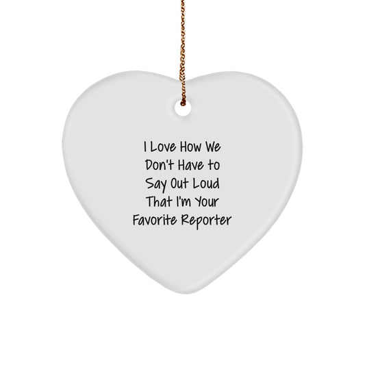 Funny Reporter Heart Ornament Gifts from Friends for Favorite Reporter, Heart-Shaped MDF Ornament with Gold Cord, Perfect Christmas Unique Gifts - Image 1