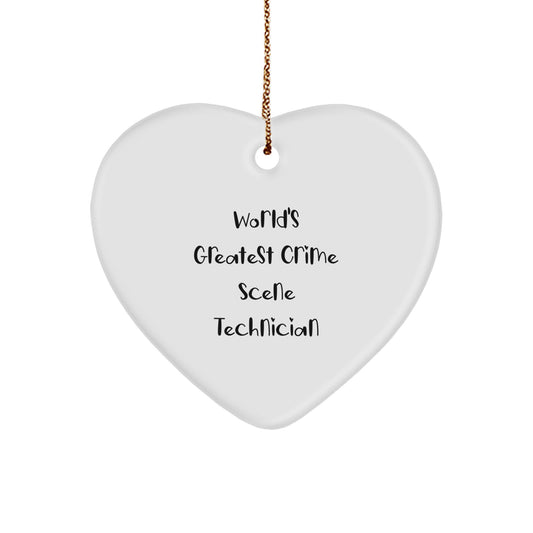 Funny Crime Scene Technician Heart Ornament, Gifts from Friends, for Men, Unique Christmas Unique Gifts, World's Greatest Crime Scene Technician Quote - Image 1