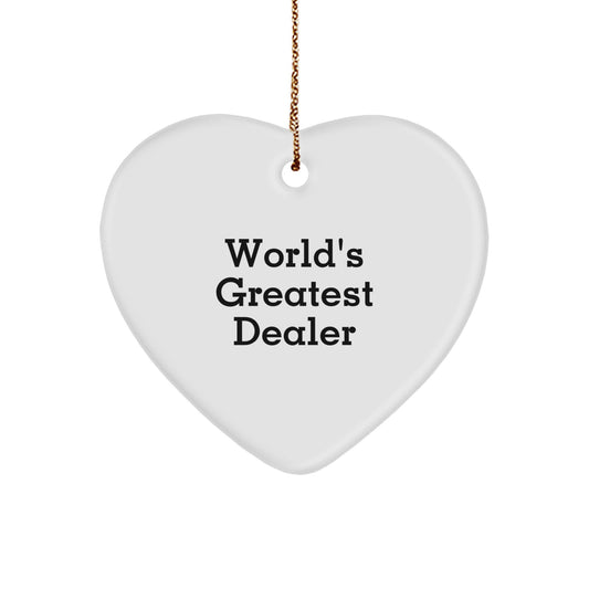 Funny Dealer Heart Ornaments Gifts from Men for Friends, World's Greatest Dealer Heart Shaped Decorations, Perfect Christmas Unique Gifts for Dealer Enthusiasts - Image 1