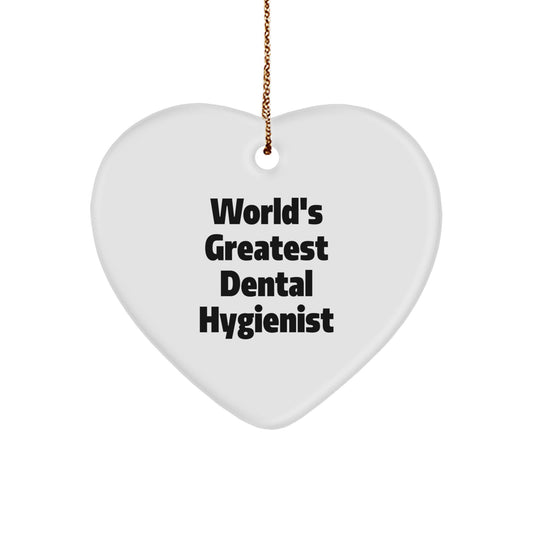 Funny Gift Ideas for Dental Hygienist, Heart Ornament from Friends, 'World's Greatest' Quote, Unique Christmas Unique Gifts - Image 1