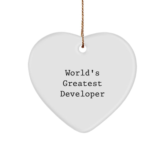 World's Greatest Developer Funny Heart Ornament Gifts from Friends for Developers Christmas Unique Gifts - Image 1