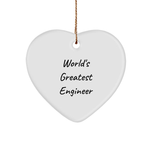 Funny Engineer Gifts, World's Greatest Engineer Heart Ornament, Christmas Decorations for Engineer Friends and Family - Image 1