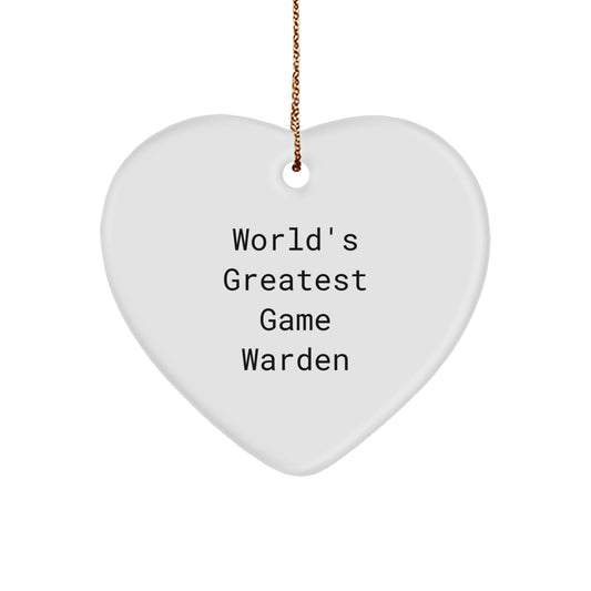 Funny Game Warden Gifts from Friends, World's Greatest Game Warden Heart Ornament for Game Wardens on Christmas Day - Image 1