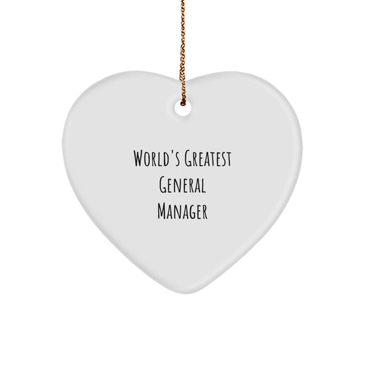 Funny General Manager Gifts from Friends, World's Greatest General Manager Heart Ornament Christmas Unique Gift for Men, General Manager Lover's Heartfelt Present - Image 1
