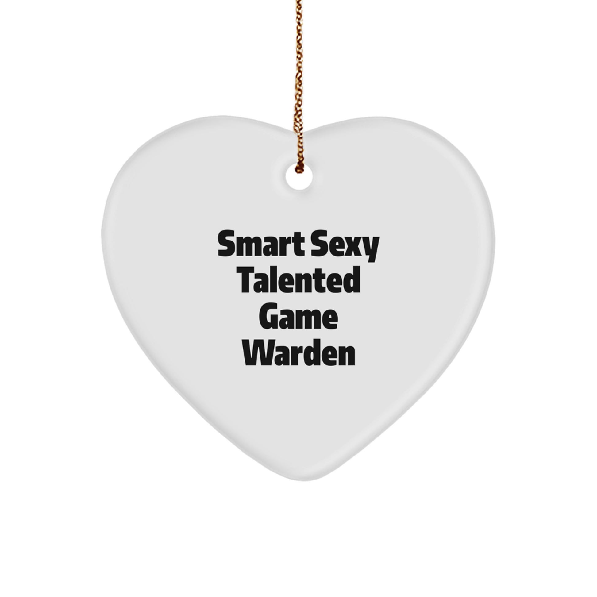 Funny Game Warden Christmas Unique Gifts from Friends for Men, Heart Ornament Quote 'Smart Sexy Talented Game Warden' - Image 1