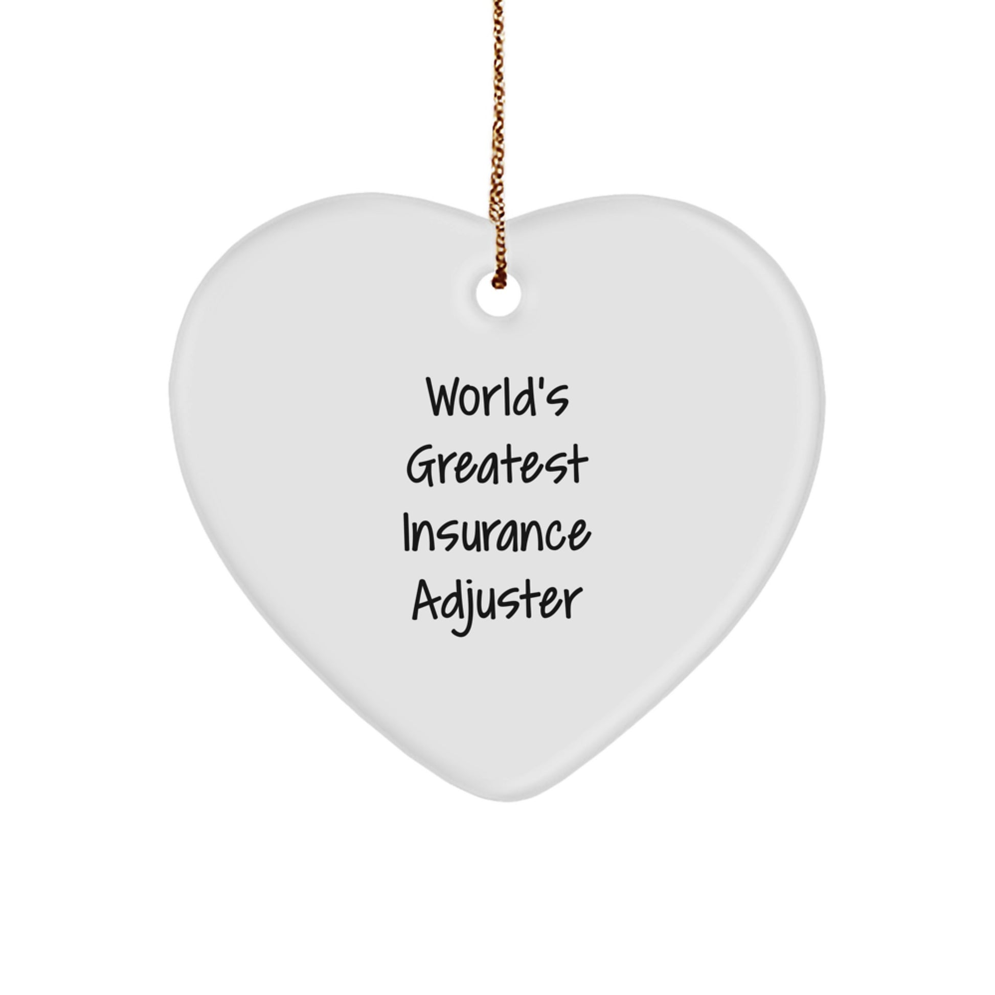 Funny World's Greatest Insurance Adjuster Heart Ornament, Unique Gifts for Insurance Adjusters from Family, Perfect Christmas Decorations for Men, Women, Friends, Coworkers - Image 1