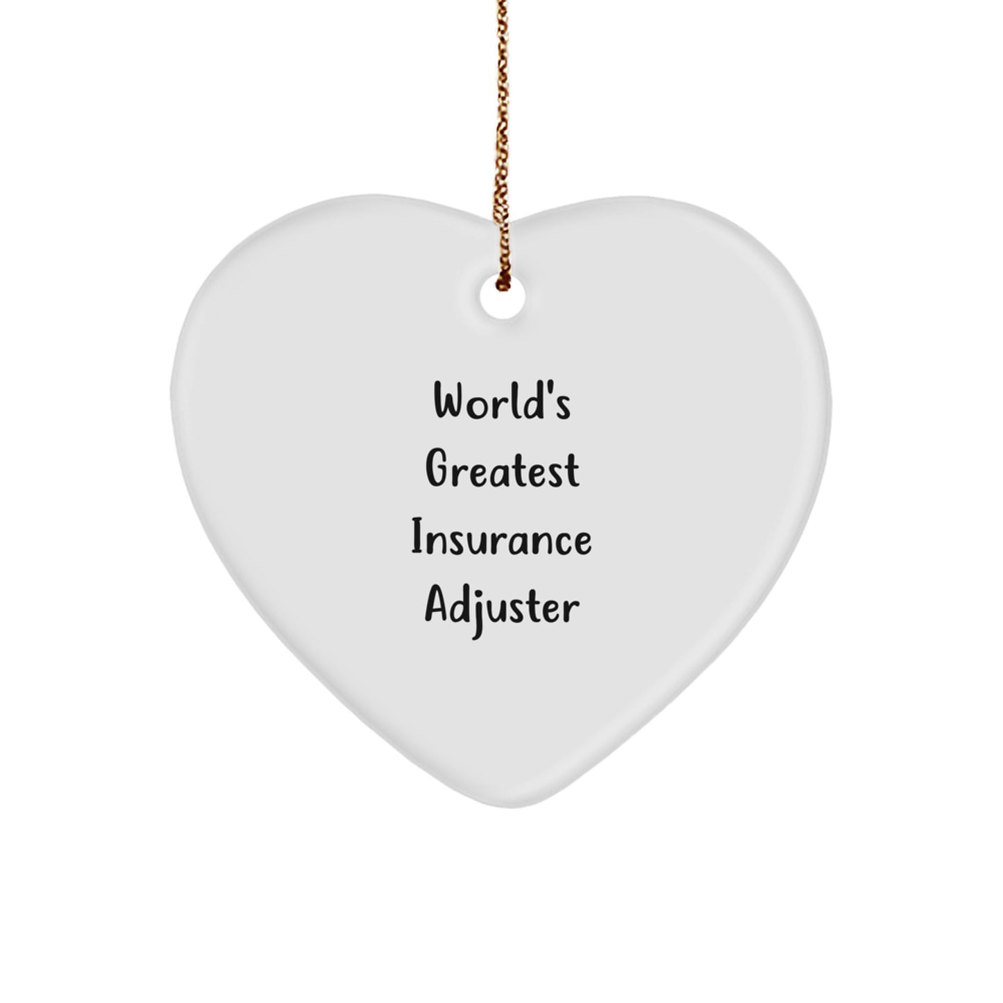 Funny Insurance Adjuster Gifts for Men from Friends, Heart Ornament 'World's Greatest Insurance Adjuster' Christmas Unique Gifts - Image 1
