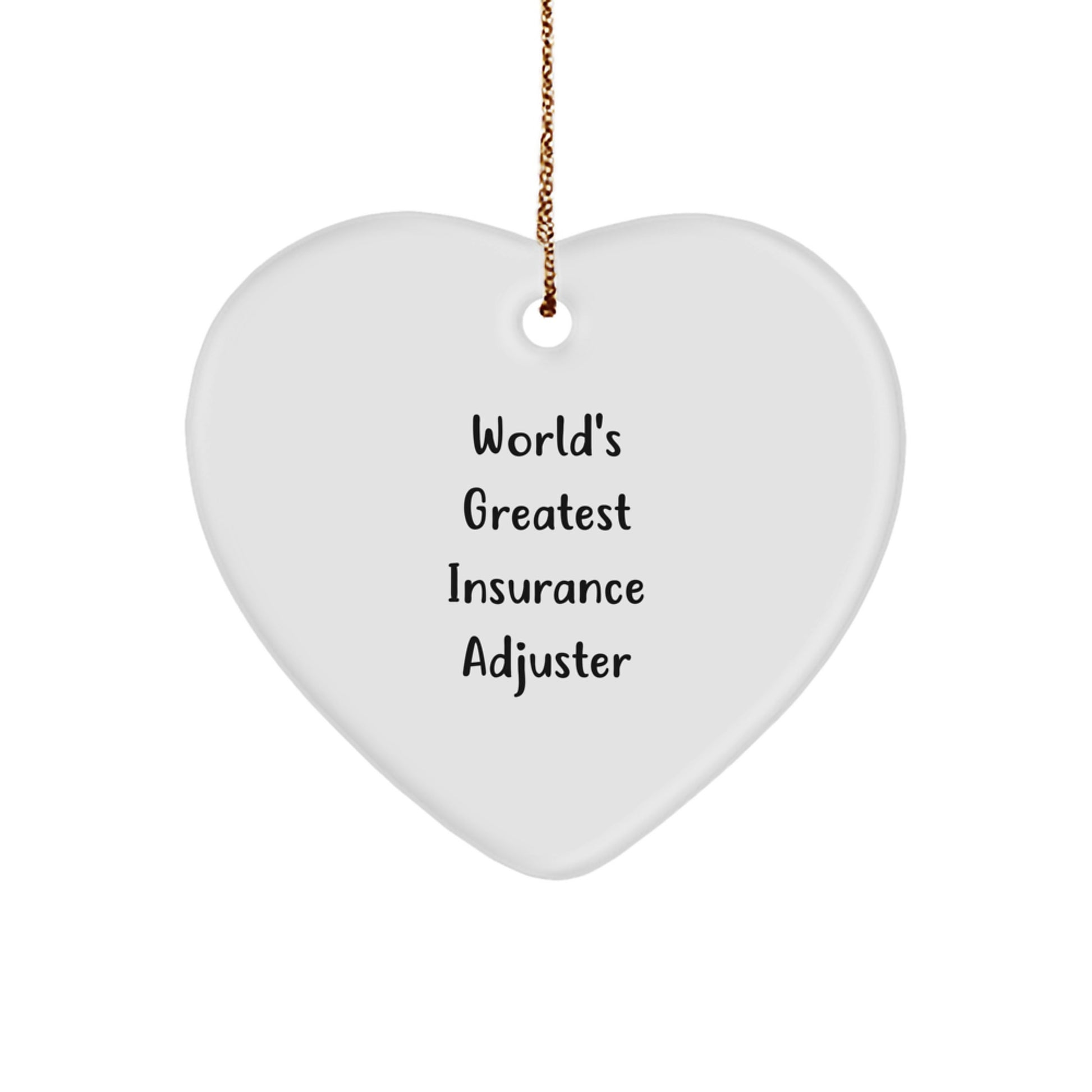 Funny Insurance Adjuster Gifts for Men from Friends, Heart Ornament 'World's Greatest Insurance Adjuster' Christmas Unique Gifts - Image 1