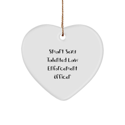 Funny Law Enforcement Officer Heart Ornament Gifts from Men to Family for Christmas Unique - Image 1