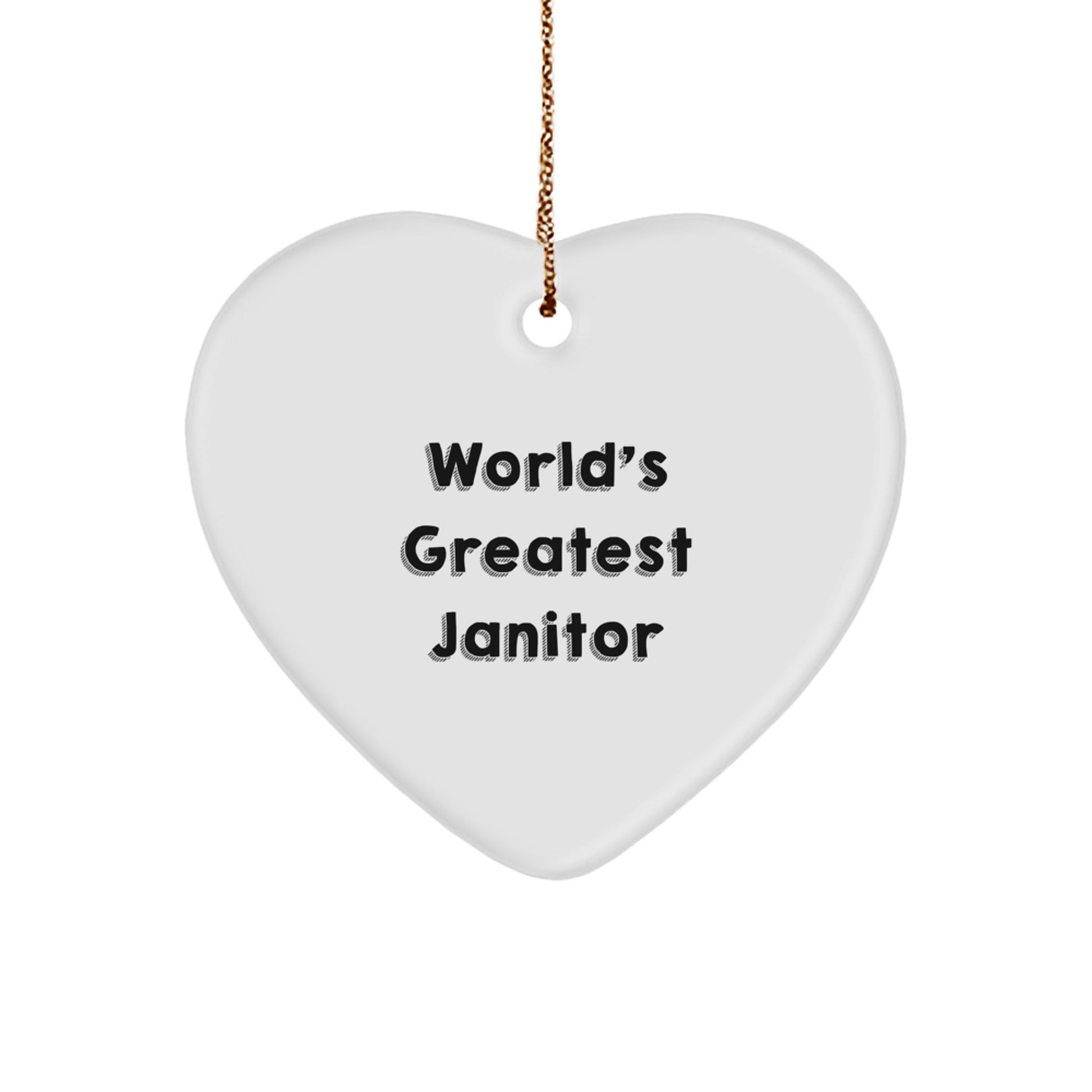 Funny Janitor Gifts for Men from Family - 'World's Greatest Janitor' Heart Ornament for Christmas Unique Gifts - Image 1