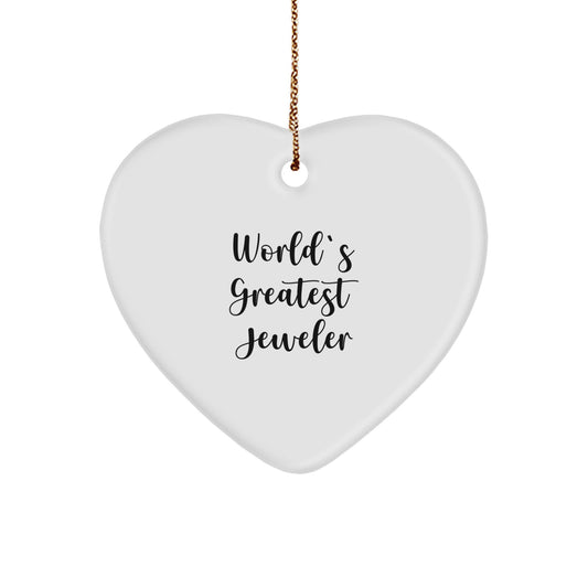 Funny 'World's Greatest Jeweler' Heart Ornament, Unique Gifts from Men to Jeweler Friends, Christmas Unique Gift for Jeweler - Image 1