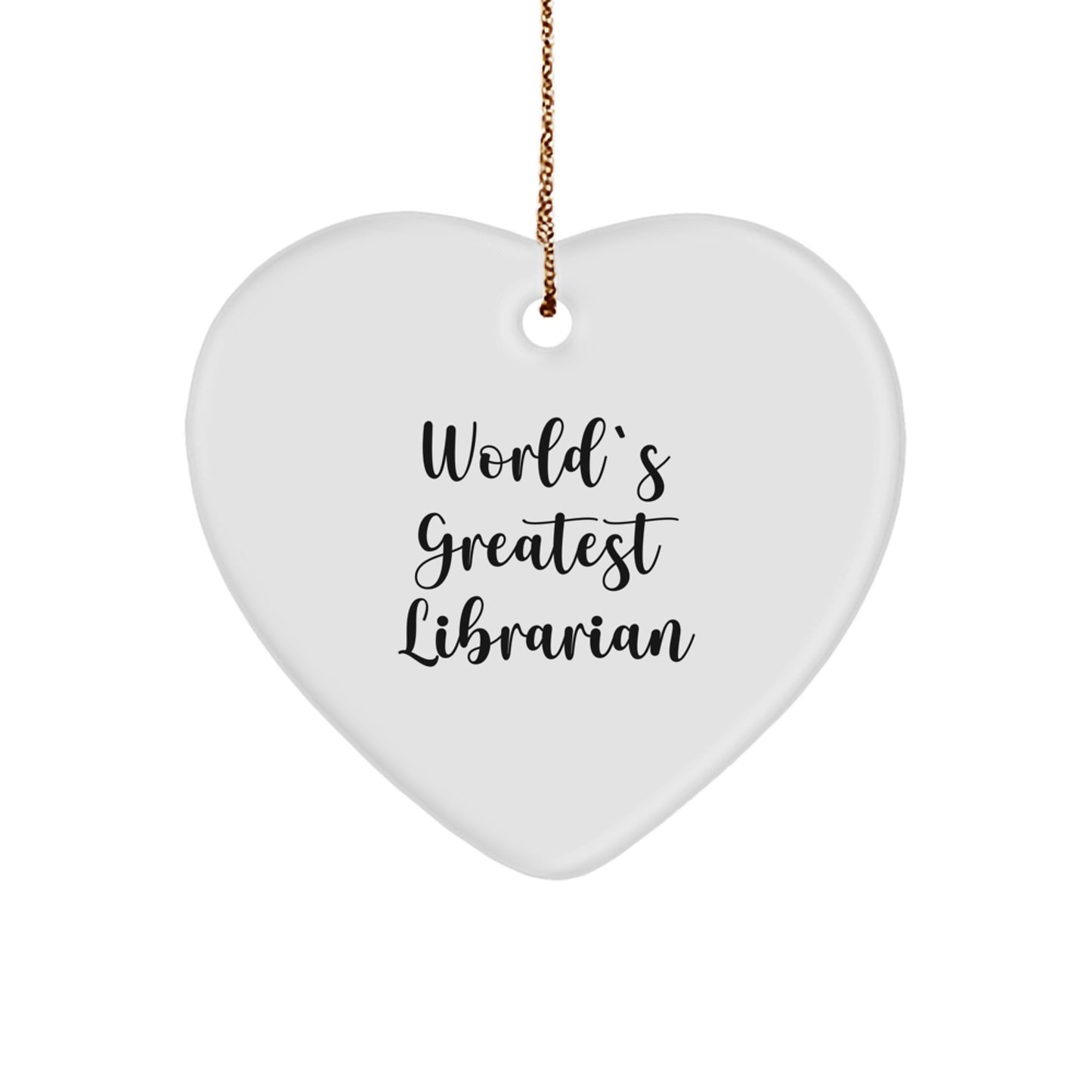 Funny Librarian Gifts from Friends for World's Greatest Librarian Heart Ornament, Unique Christmas Unique Gifts for Librarian, Inspirational Heart Shaped Ornament - Image 1