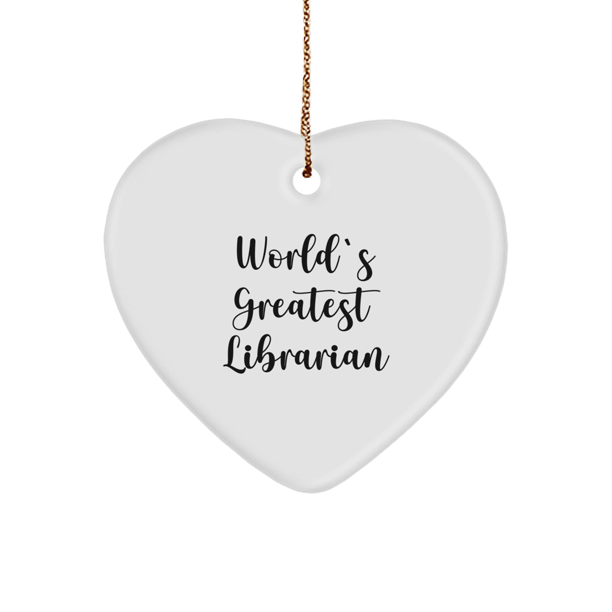 Funny Librarian Gifts from Friends for World's Greatest Librarian Heart Ornament, Unique Christmas Unique Gifts for Librarian, Inspirational Heart Shaped Ornament - Image 1