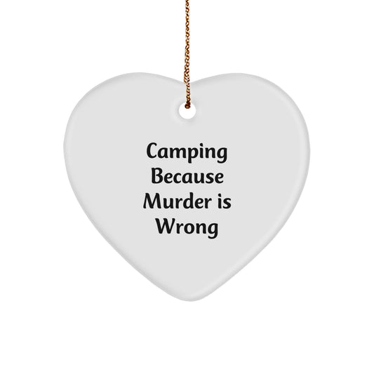 Camping Adventure Heart Ornament Gift for Friends, Funny Quote, Christmas Unique Gifts from Men, Women, Family - Image 1
