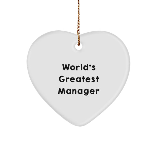 Funny Heart Ornament for the World's Greatest Manager Gifts from Friends, 'World's Greatest Manager' Quote, Christmas Unique Gifts - Image 1