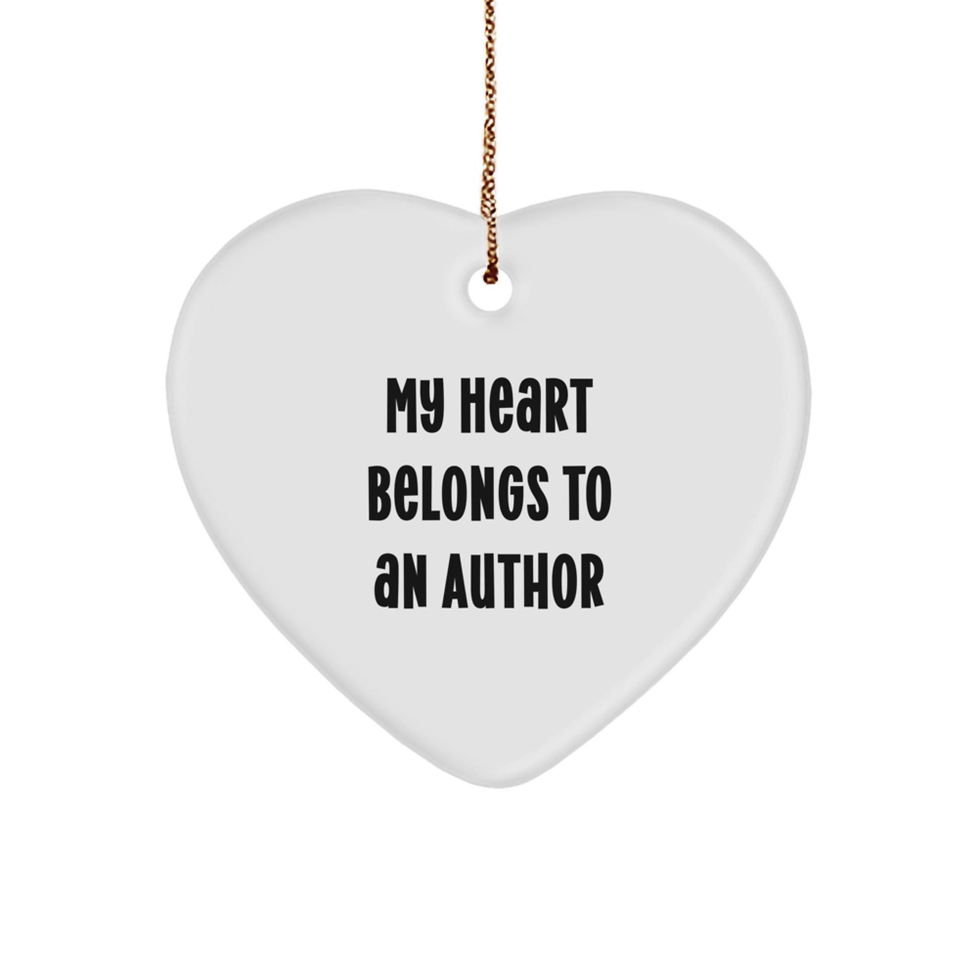 Author Lover Gifts from Friends, Unique Heart Ornament for Author, My Heart Belongs To An Author Christmas Unique Gifts - Image 1