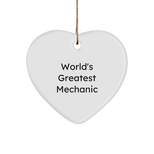Funny World's Greatest Mechanic Heart Ornament Gifts from Men to Mechanic Friends on Christmas - Image 1