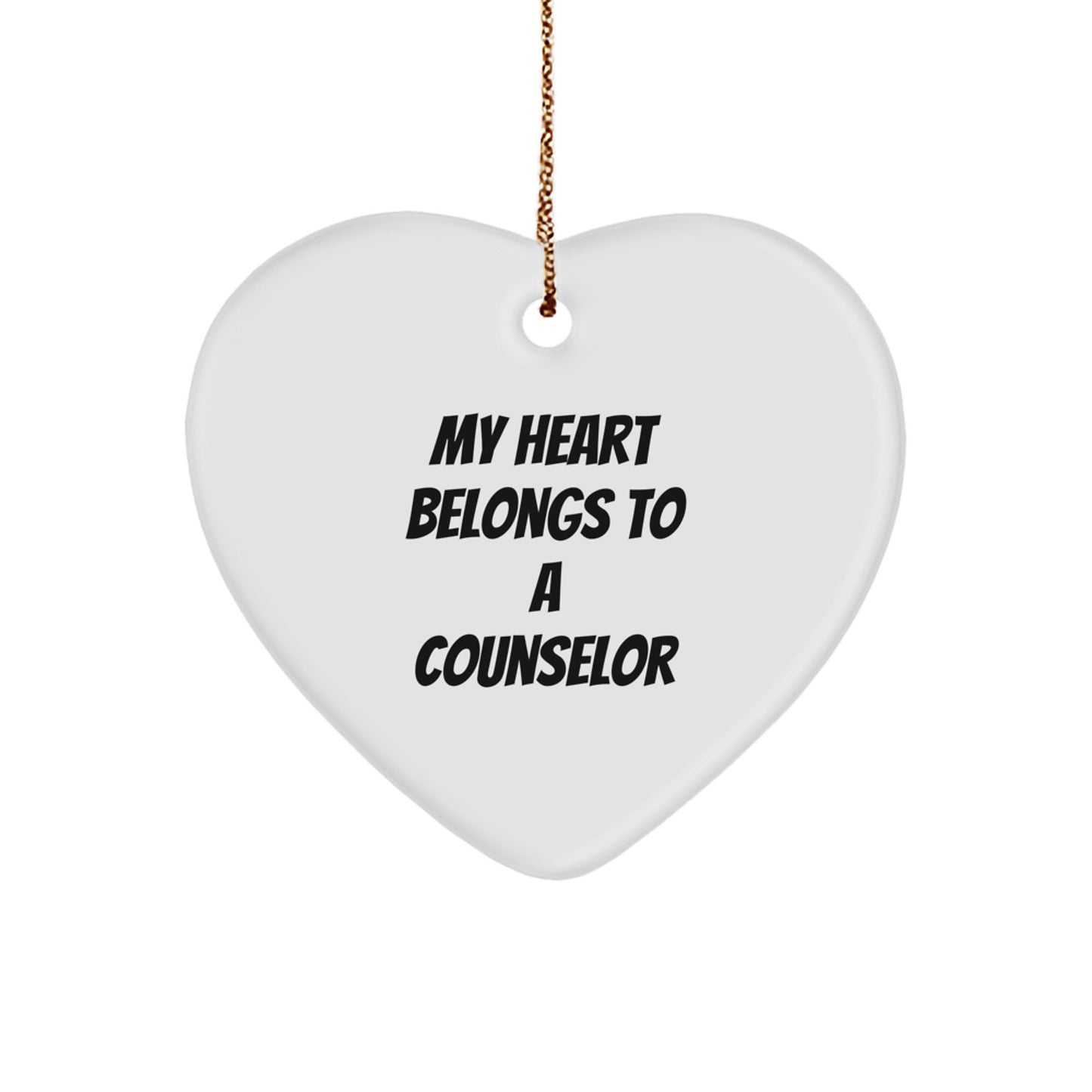 Funny Counselor Gifts from Men, Heart Ornament for Counselor, My Heart Belongs To A Counselor Christmas Unique Gifts - Image 1
