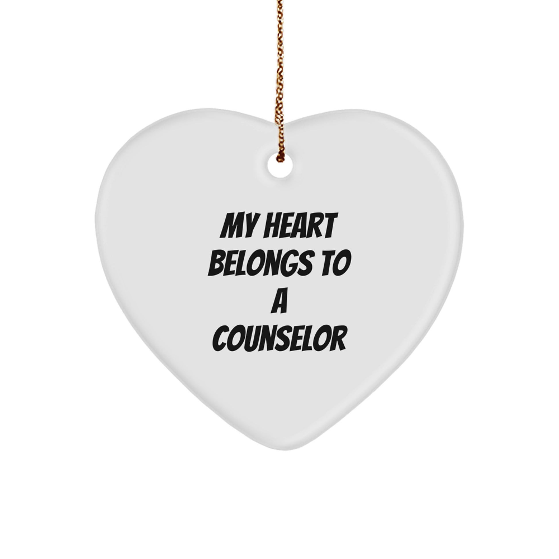 Funny Counselor Gifts from Men, Heart Ornament for Counselor, My Heart Belongs To A Counselor Christmas Unique Gifts - Image 1