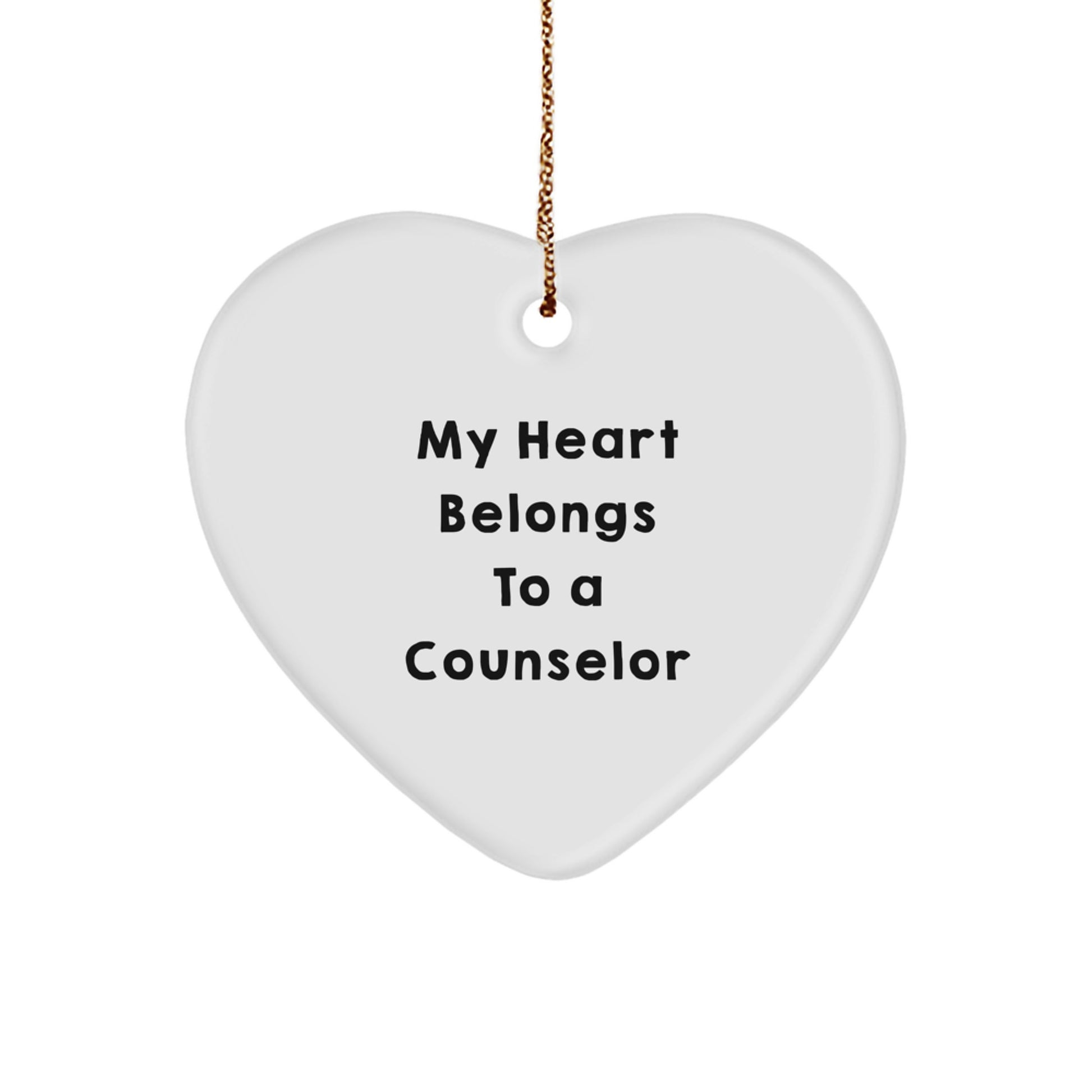 Funny Heart Ornament Gifts for Counselor with Quote My Heart Belongs To A Counselor Gifts from Men or Women Friends or Family - Image 1